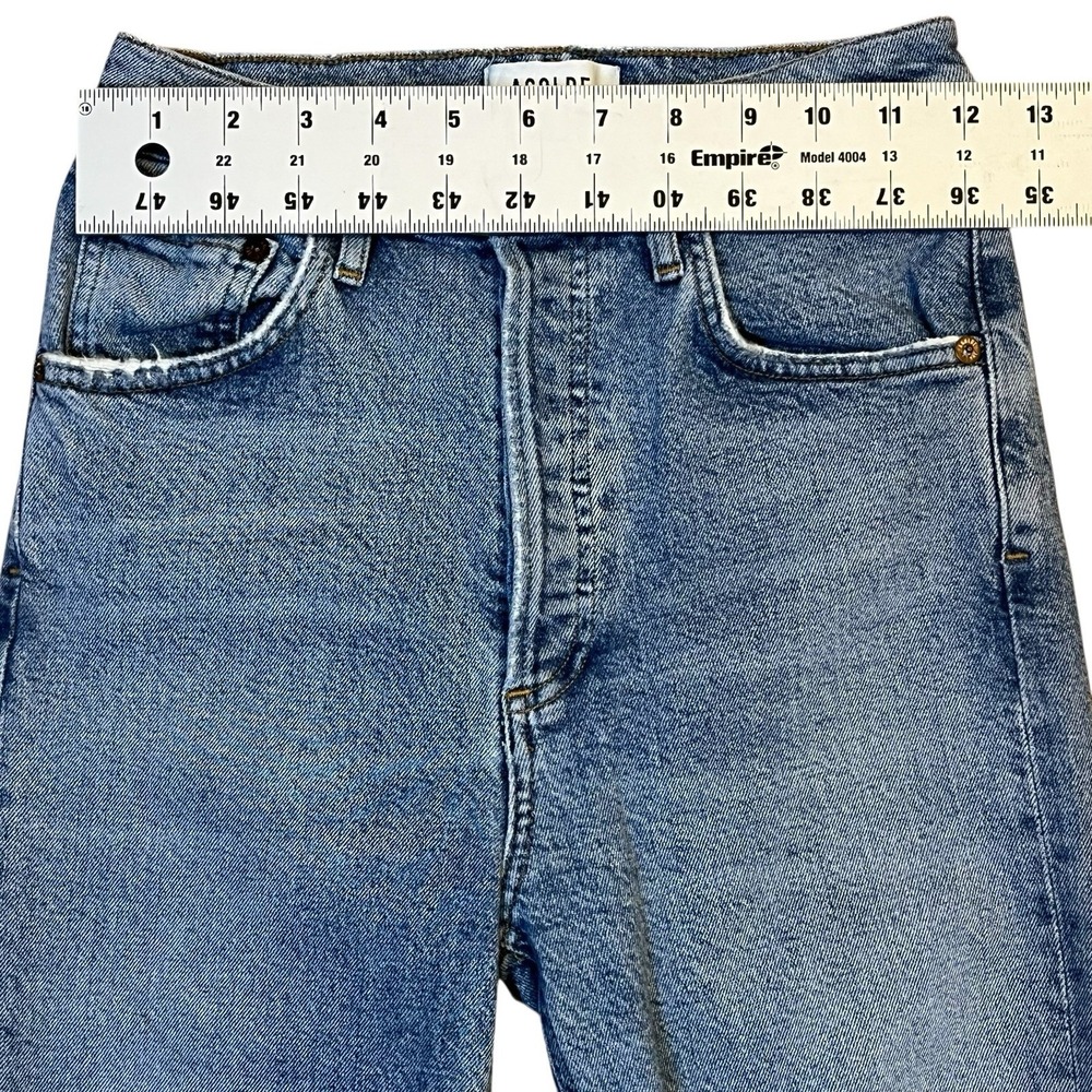 Agolde Riley Distressed Ripped High-Rise Cropped Jeans Size 24 Boho Modern Luxe - Picture 7 of 10